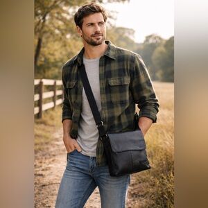 🖤 Jeep Leather Crossbody Messenger Bag | Black Adjustable Strap 🖤